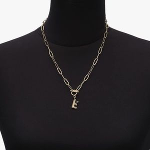16k Gold Plated Paperclip “E” Signature Pendant Buckle Necklace